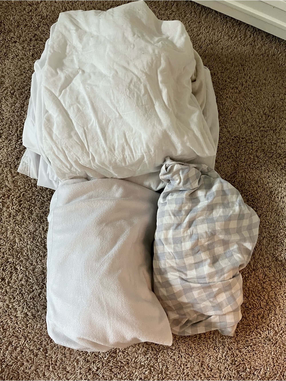 Light Gray & White Home Bedding Set - Soft Cotton and Flannel